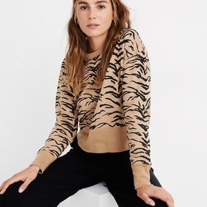 Madewell tiger stripes crop sweatshirt